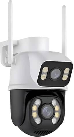 Câmera de Segurança Externa Wi-Fi IP A28 com Lente Dupla 2 em 1 – Visão Noturna Infravermelha, Prova d’Água IP66, Controle via App, Dome de Vigilância Full HD