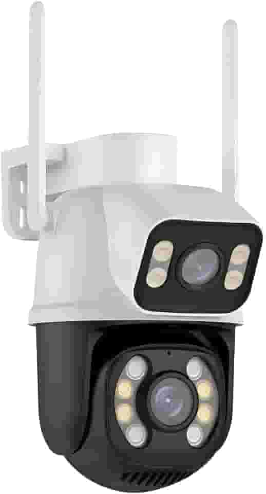 Câmera de Segurança Externa Wi-Fi IP A28 com Lente Dupla 2 em 1 – Visão Noturna Infravermelha, Prova d’Água IP66, Controle via App, Dome de Vigilância Full HD