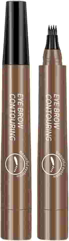 Caneta sobrancelha 4 pontas, à prova d'água - para sobrancelhas selvagens, secage rápida, sem manchas Cor Marrom Escuro