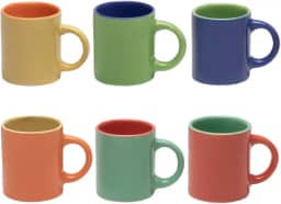 Mimo Style Mini Canecas Para Café Com 6 Peças Multicolor, Material de Cerâmica Com o Melhor Isolamento Térmico, Durabilidade Que Torna o Produto Sustentável (Colorida - 100ml)