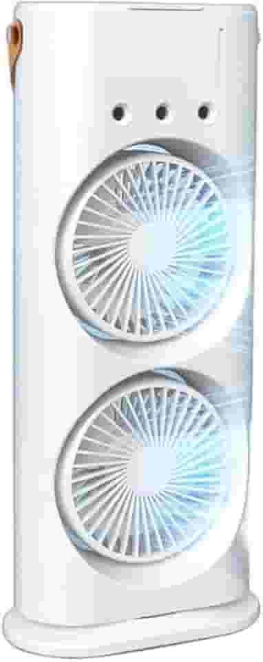 Mini Climatizador Duplo com Umidificador, 3 Velocidades, 18W, USB, Branco e Preto, 37x16.5cm