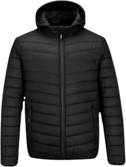 Jaqueta Puffer Bobojaco Masculina Casaco Corta Vento Acolchoada Impermeável Bolsos Capuz Removível