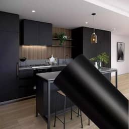 Papel de Parede Adesivo Preto Decorativo 5 metros = 1 Rolo de 5m X 45cm Para Parede Móveis Geladeiras Eletrodoméstico