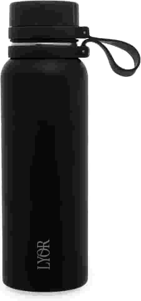LYOR - Garrafa Térmica de Aço Inox Explorer Preta 650ml