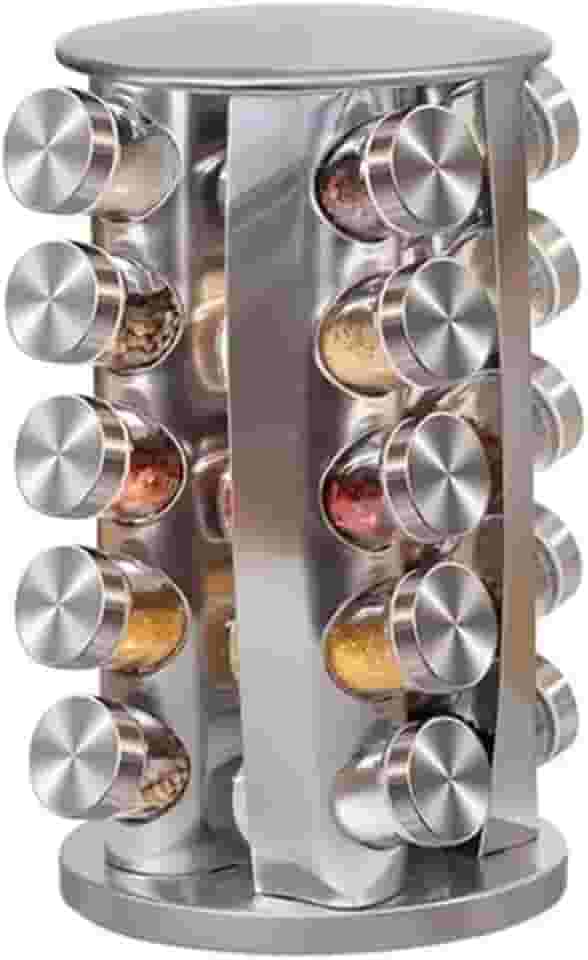 Porta Tempero Condimentos 20 Potes Giratorio Redondo Inox MM House