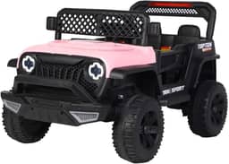 Bang Toys - Carrinho Elétrico Infantil Adventure 12V - com Luzes de LED, Sons, Entrada USB/MP3, Bluetooth, Controle Remoto - Suporta até 50kg - Cor Rosa