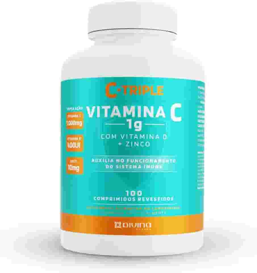 Divina Pharma C-Triple - Vitamina C 1G + Zinco 10Mg + Vitamina D 400Ui X 100 Comprimidos