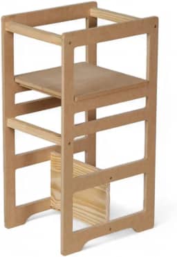 Torre De Aprendizagem Montessori Regula Altura Criança Madeira MDF Cadeirão