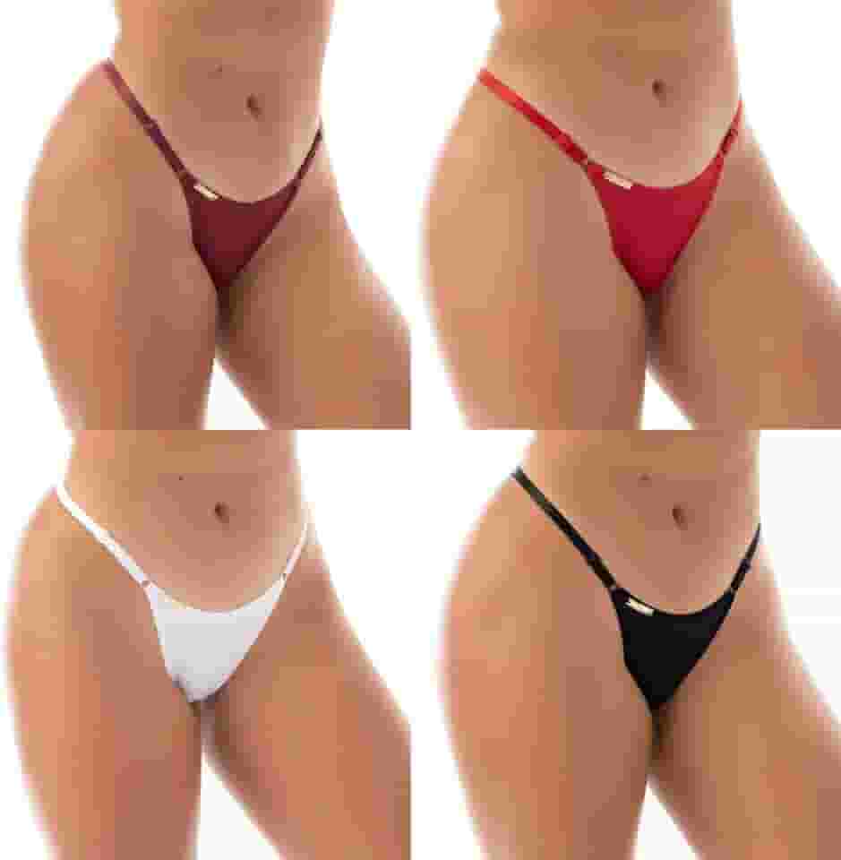 Kit 4 Calcinhas Tangas Fio Dental com Regulagem | Tanga Sol