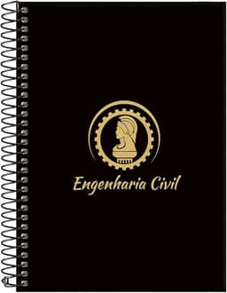 Caderno Colegial 10 Matérias Profissões Engenharia Civil (Preto e Gold)