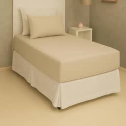 Jogo de Lençol Solteiro 2 Peças Liso Malha 100% Algodão (Bege)