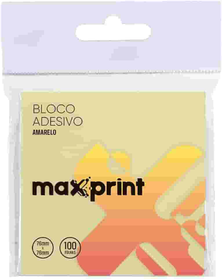 Bloco Adesivo 100 Folhas 76x76mm Amarelo 1 UN Maxprint