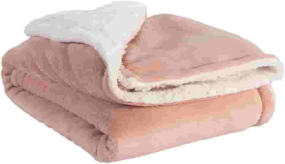 Coberta Manta Microfibra Para Bebê Com Sherpa Macio Leve (Salmão)