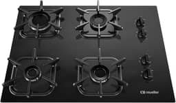Cooktop 4 Bocas Mueller a Gás GLP Ultra Chama Preto Bivolt