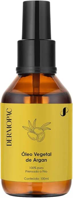 Óleo Vegetal de Argan 100% Puro Cabelo Capilar Pele Facial Corporal, Prensado a Frio, Dermopac 100ml