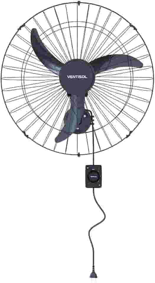 Ventisol Ventilador de Parede Oscilante, 3 Pás Premium, Preto, 60cm, Bivolt