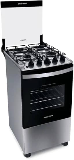 Fogão Brastemp 4 Bocas Inox com Duas Prateleiras com Alturas Ajustáveis - BFO4NBR Bivolt