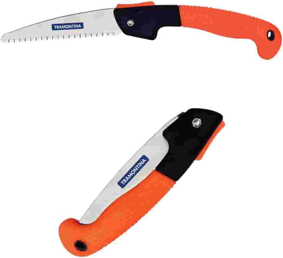 Serrote De Poda Dobrável 7" 180mm Profissional Aço Tramontina Serra de Podar com 7 Polegadas Dobrável Tramontina Lâmina de Aço Serrote Podador de Galhos 7" 180mm Dobrável Cabo Plástico Emborrachado