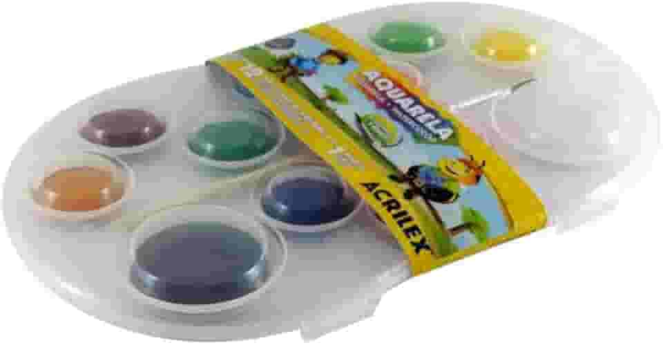 Aquarela Escolar Estojo com 12 Cores + Pincel, Acrilex 01812, Multicor