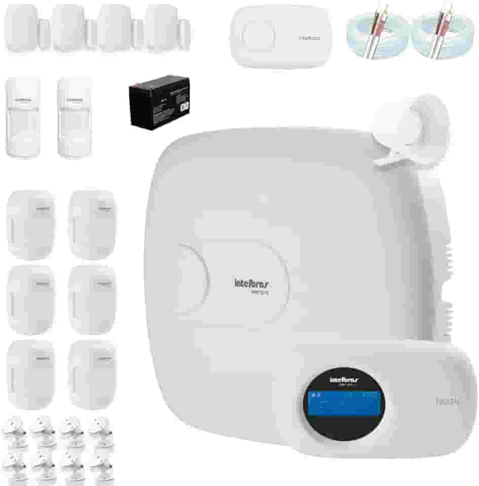 Kit Central de Alarme AMT 2018 E Intelbras 12 sensores Completo Monitorada via Internet com Aplicativo para Celular