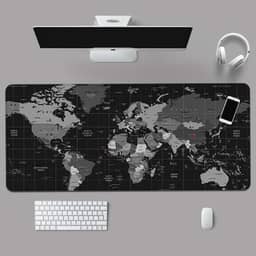 Mouse Pad Gamer Com Estampa Tema Mapa Mundi Extra Grande 90x40 cm com Bordas Costuradas e base Antiderrapante Desk Pad para Teclado Mouse Notebook PC