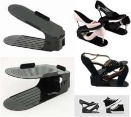 Kit 20 Organizadores de sapatos, saltos e tênis com regulagem de altura - Preto