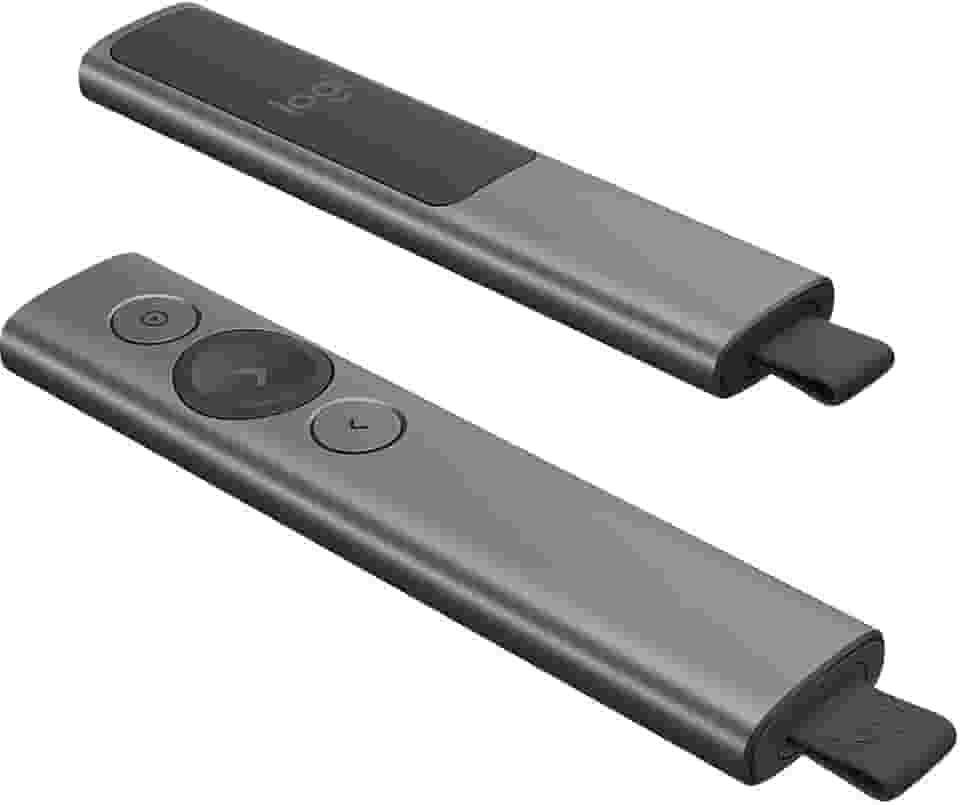 Apresentador sem fio Logitech Spotlight com Conexão USB ou Bluetooth, Aplicativo para Personalização de Botões e Alertas e Bateria Recarregável - Cinza