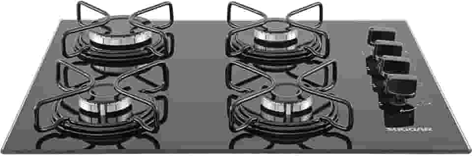 SUGGAR COOKTOP VIDRO PRETO 4 QUEIMADORES ESMALTADOS DIFERENTES TAMANHOS FG4004AVP