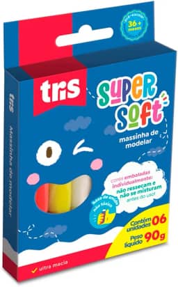 Massa De Modelar Supersoft 90G - Conjunto C/6 Cores - Tris, Multicor