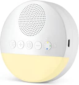 Aparelho de Som com Ruído Branco, 20 Sons Relaxantes, Luz Noturna, Timer com 3 Modos, Carregamento USB-C, Ideal para Bebês e Crianças