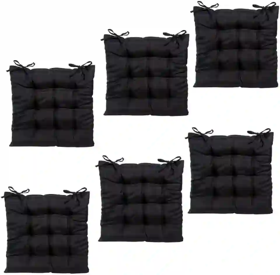 Kit 4 Almofadas Assento Cadeira Futton Futon 40x40cm Cores Diversas 100% Poliéster (Preto)
