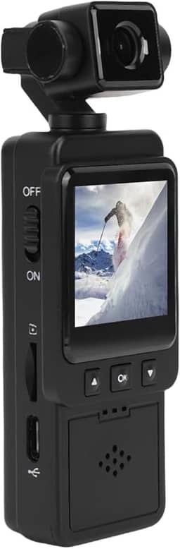 Câmera de Vídeo Em Vlog 1080p, 270 Graus e Filmagem de Vídeo de Rotação de Lentes de 180 Graus Com Grande Angular, Visão Noturna, Clipe de Peito, Montagem Em tripé, Tela HD de