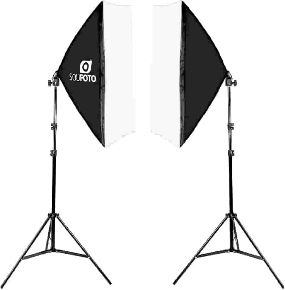 SOU FOTO Kit Softbox Duplo Profissional Iluminação Luz Continua para Fotografia e Video | 2x Softbox 50x70cm e 2x Tripés 2 metros | Modelo Duo