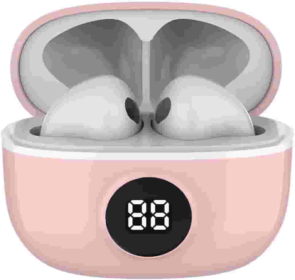 WB Fone de ouvido Bluetooth In-ear Mini IO, Sem fio, Display Digital, Bateria 20h, IPX4, Super Bass, Compacto, Touch sensível ao toque, Conexão automática, Rosa
