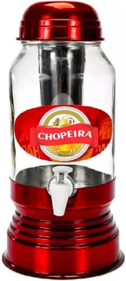 Chopeira Analeni vidro e alumínio c/dispenser de gelo 3 litros