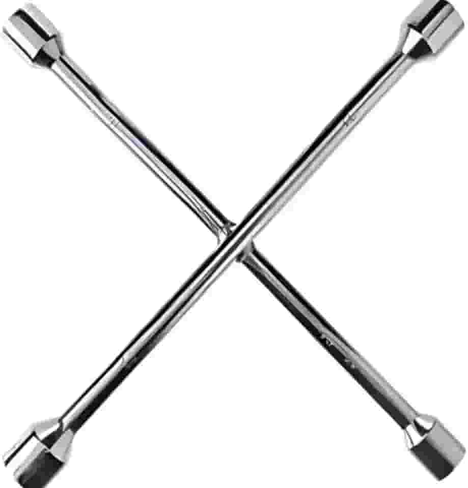 Chave De Rodas Tipo Cruz 17x19x21x23Mm 4 Bocas Resistente Eda 9Ru Aço Cromado Troca De Pneu Oficina Mecânica