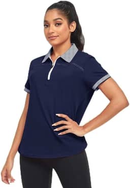 Camisa polo feminina de golfe para mulheres, gola e manga curta, camisas polo femininas para trabalho