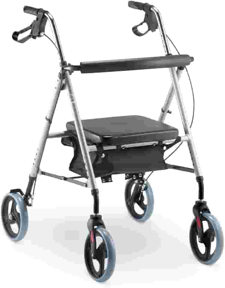 Andador de Alumínio Dobrável 4 Rodas com Assento suporta até 110kg D12 Dellamed