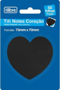 Tilibra - Bloco Adesivo Tili Notes 73x70mm 50 Folhas Coração Preto