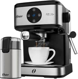 Oster Kit Espresso Oster - Cafeteira Double e Moedor de Café Elétrico Inox - 220V