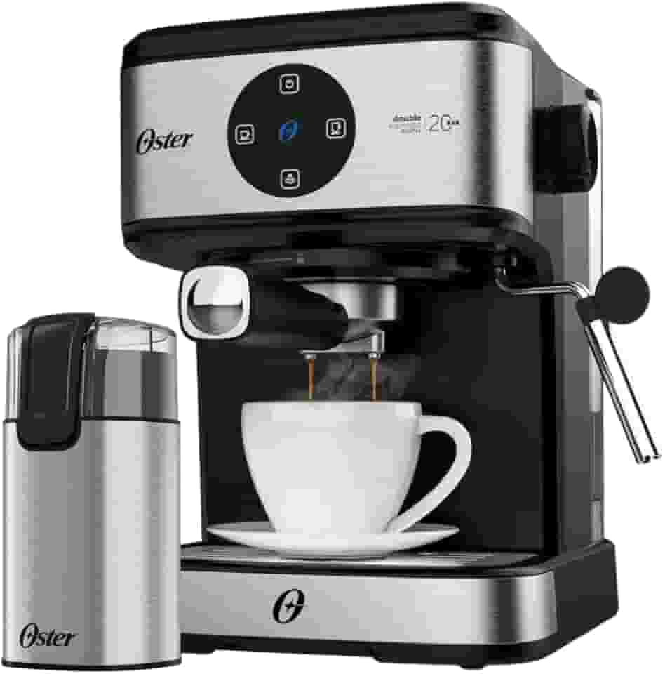 Oster Kit Espresso Oster - Cafeteira Double e Moedor de Café Elétrico Inox - 220V