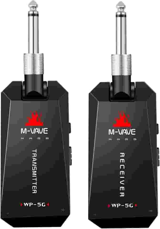 M-VAVE WP-3 Sistema Wireless para Guitarra 5.8G Recarregável com Transmissor e Receptor, Baixa Latência de 5.6ms, Alcance de 30m, Bateria de 1100mAh, Compatível com Cabo Type-C, Acessório Essencial
