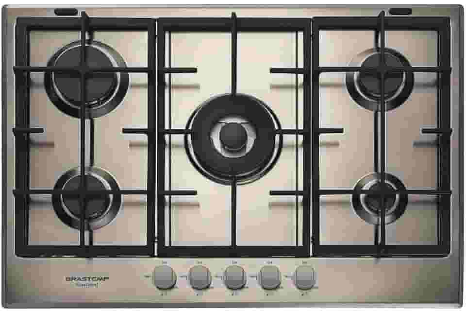 Cooktop 5 bocas Brastemp Gourmand Inox com duplachama e trempe com ferro fundido - BDK75DR 220V