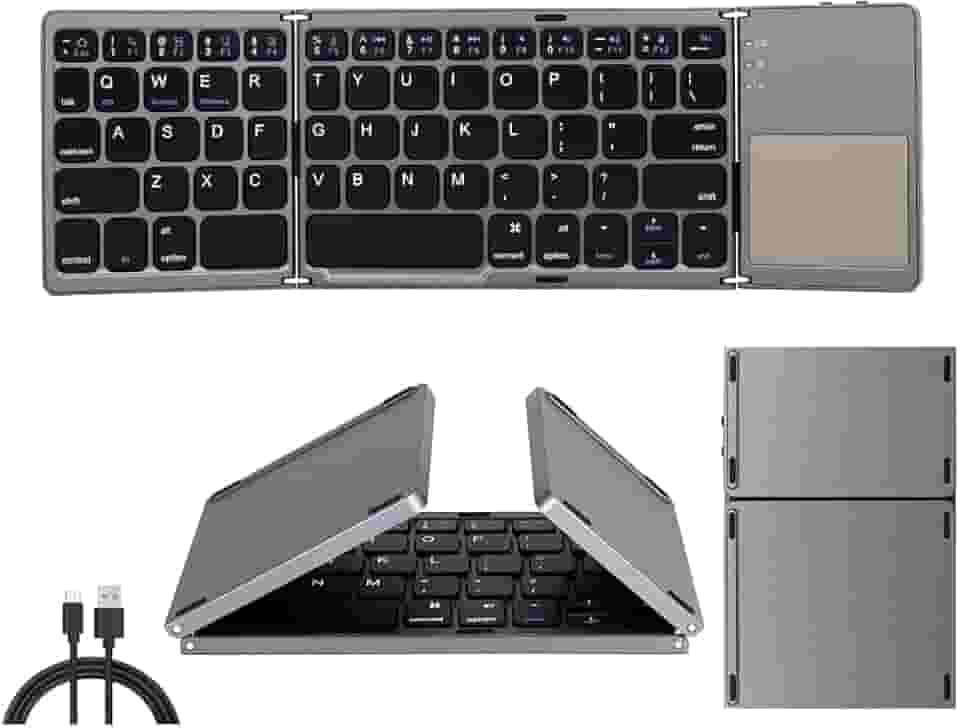 Mini Teclado Dobrável Portátil, Sem Fio com Touchpad Teclado, Com IOS, Android, Windows, Mac Os
