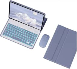 Capa Para iPad 10ª Geração /10.9in 2022 Com Teclado e mouse (Cinza Lavanda, Teclado retroiluminado)