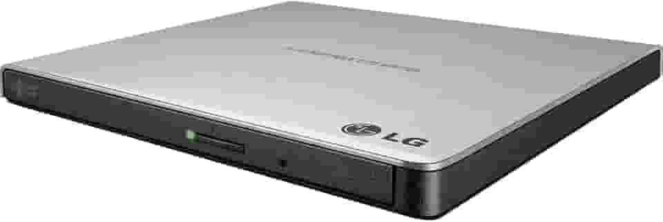 LG Electronics Unidade externa USB 3.0 Super-Multi Slim portátil DVD+/-RW para PC Windows, Linux, Mac OS com suporte M-DISC GP65NS60 (prata)