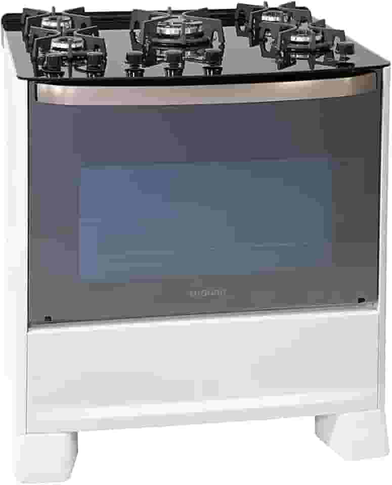 SUGGAR FOGÃO MASTER GRILL BRANCO MESA DE VIDRO 5 BOCAS TRIPLA CHAMA GRILL 220V TREMPE FERRO FUNDIDO ACENDIMENTO SUPERAUTOMÁTICO FGVMTG512BR