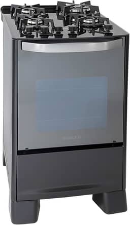 SUGGAR FOGÃO MASTER GRILL PRETO MESA DE VIDRO 4 BOCAS TRIPLA CHAMA GRILL 110V TREMPE FERRO FUNDIDO ACENDIMENTO SUPERAUTOMÁTICO FGVMTG411PT