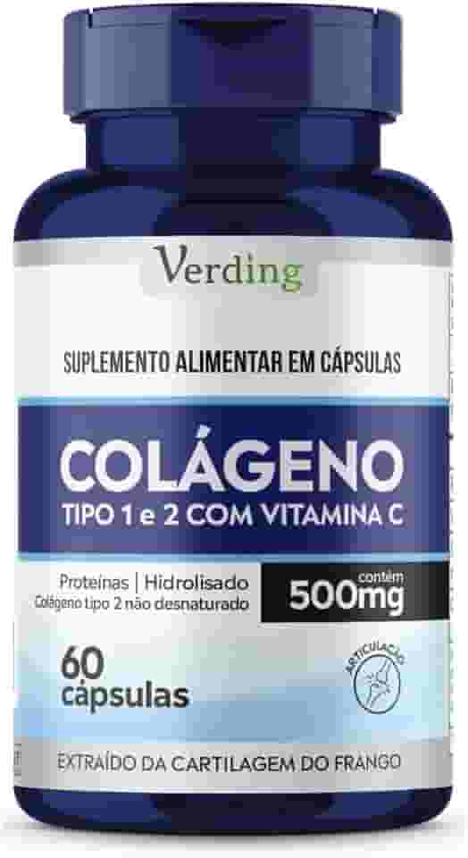 Colageno Tipo 1 E 2 Com Vitamina C 60 Cápsulas - Verding