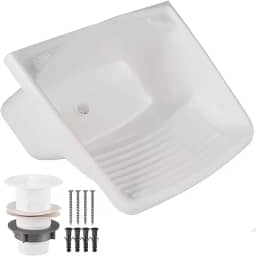 Tanque Plástico Lavar Roupas C/Sifão E Valvula Lavanderia 24l Cor Branco